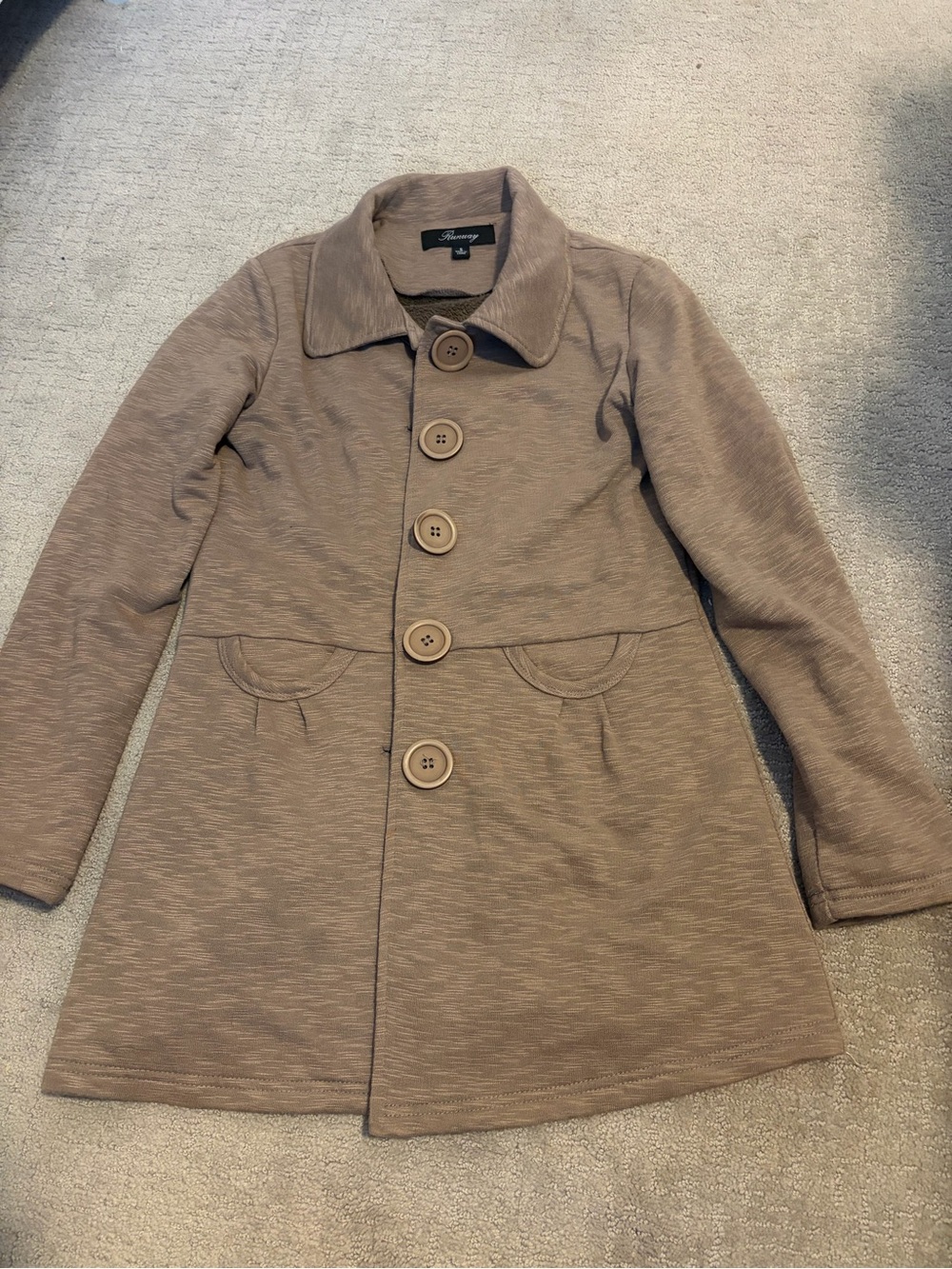 Women’s Taupe Runway Coat with Button Front